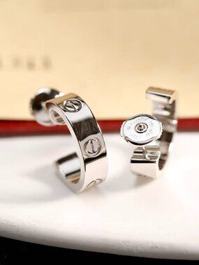 Authentic Cartier Silver Tone Love Hoop Earrings